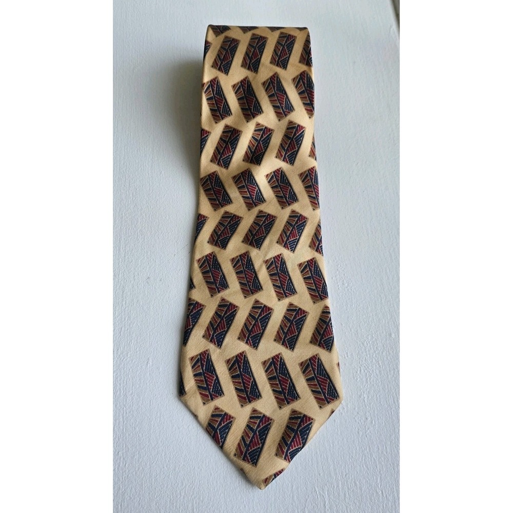 GITMAN BROS. Yellow Gold Geometric Men's tie 100% Silk Made‎ in USA